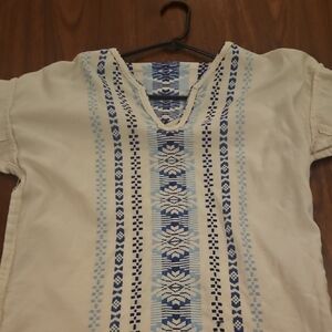 Mexican Boho Embroidered Tunic or Huipil-style blouse
